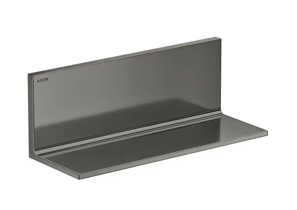 Schlichte Ablage von AXOR in Poliertem Schwarz-Chrom, rechteckige Form, mit erhöhter Rückwand. Geeignet für Badezimmer oder Küchen.